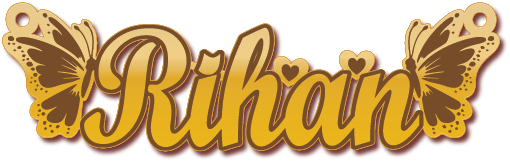 Rihan · Arabic Calligraphy Laser Jewelry CAD · Closed Vector Path for Fiber Laser · Gold Name
