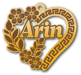 Arin · Arabic Calligraphy Laser Jewelry CAD · Closed Vector Path for Fiber Laser · Gold Name