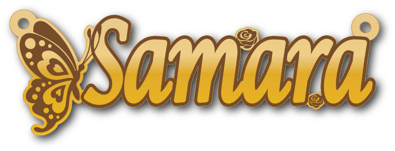 Samara · تصميم خط عربي ومجوهرات ليزر · مسار مغلق للفايبر ليزر · Gold Name - اسمك ذهب