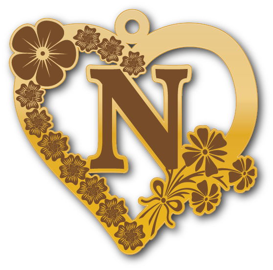 N · تصميم خط عربي ومجوهرات ليزر · مسار مغلق للفايبر ليزر · Gold Name - اسمك ذهب