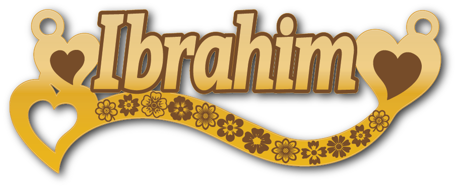 Ibrahim · تصميم خط عربي ومجوهرات ليزر · مسار مغلق للفايبر ليزر · Gold Name - اسمك ذهب