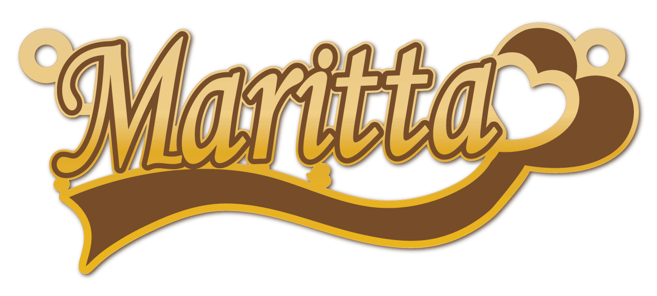 Maritta · تصميم خط عربي ومجوهرات ليزر · مسار مغلق للفايبر ليزر · Gold Name - اسمك ذهب