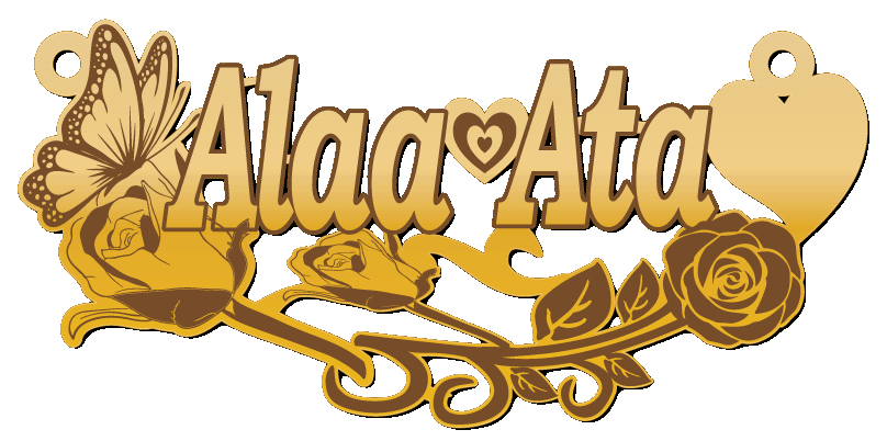 Alaa Ata · Arabic Calligraphy Laser Jewelry CAD · Closed Vector Path for Fiber Laser · Gold Name