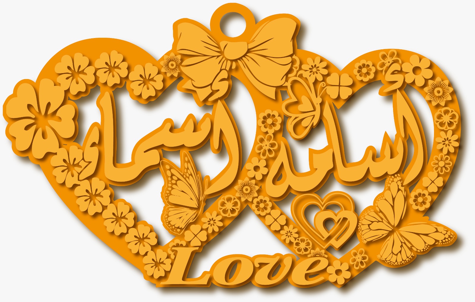 أسامه وأسماء · Arabic Calligraphy Laser Jewelry CAD · Closed Vector Path for Fiber Laser · Gold Name