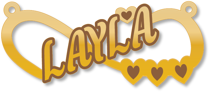 Layla · تصميم خط عربي ومجوهرات ليزر · مسار مغلق للفايبر ليزر · Gold Name - اسمك ذهب
