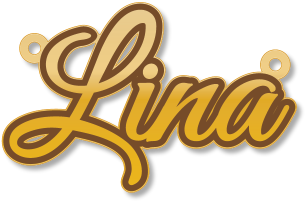 Lina · تصميم خط عربي ومجوهرات ليزر · مسار مغلق للفايبر ليزر · Gold Name - اسمك ذهب
