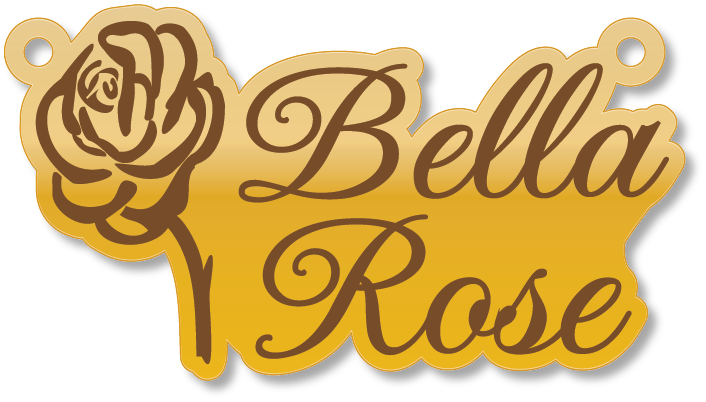 Bella Rose · Arabic Calligraphy Laser Jewelry CAD · Closed Vector Path for Fiber Laser · Gold Name