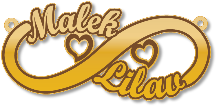 Malek Lilav · تصميم خط عربي ومجوهرات ليزر · مسار مغلق للفايبر ليزر · Gold Name - اسمك ذهب