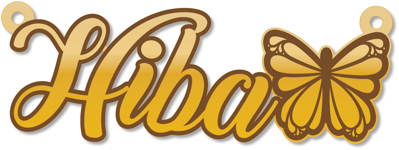 Hiba · Arabic Calligraphy Laser Jewelry CAD · Closed Vector Path for Fiber Laser · Gold Name