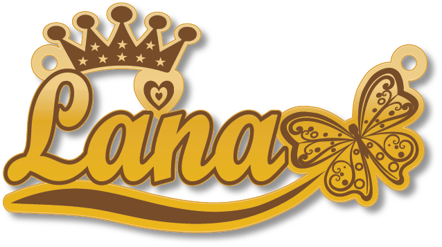 Lana · Arabic Calligraphy Laser Jewelry CAD · Closed Vector Path for Fiber Laser · Gold Name