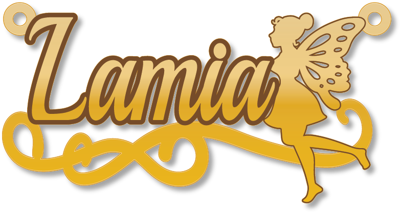 Lamia · تصميم خط عربي ومجوهرات ليزر · مسار مغلق للفايبر ليزر · Gold Name - اسمك ذهب