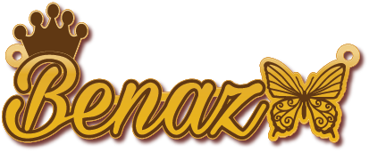 Benaz · تصميم خط عربي ومجوهرات ليزر · مسار مغلق للفايبر ليزر · Gold Name - اسمك ذهب