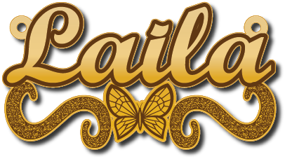 Laila · Arabic Calligraphy Laser Jewelry CAD · Closed Vector Path for Fiber Laser · Gold Name