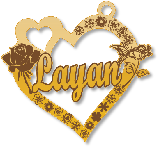 Layan · Arabic Calligraphy Laser Jewelry CAD · Closed Vector Path for Fiber Laser · Gold Name