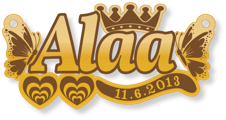 Alaa · تصميم خط عربي ومجوهرات ليزر · مسار مغلق للفايبر ليزر · Gold Name - اسمك ذهب