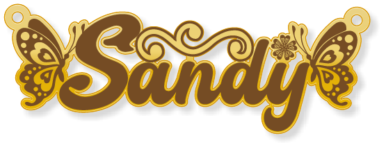 Sandy · Arabic Calligraphy Laser Jewelry CAD · Closed Vector Path for Fiber Laser · Gold Name