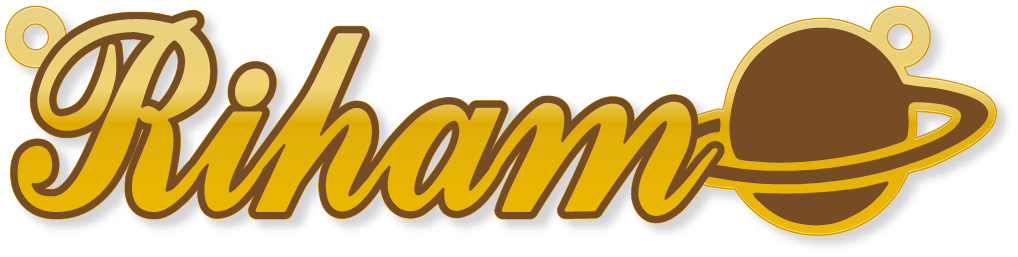 Riham · تصميم خط عربي ومجوهرات ليزر · مسار مغلق للفايبر ليزر · Gold Name - اسمك ذهب