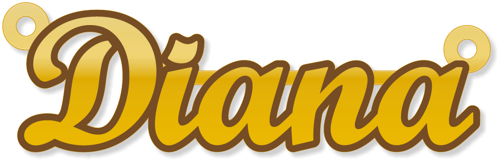 Diana · Arabic Calligraphy Laser Jewelry CAD · Closed Vector Path for Fiber Laser · Gold Name