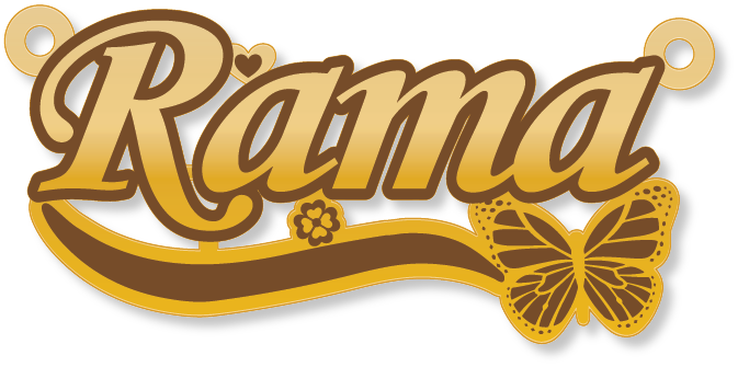 Rama · Arabic Calligraphy Laser Jewelry CAD · Closed Vector Path for Fiber Laser · Gold Name