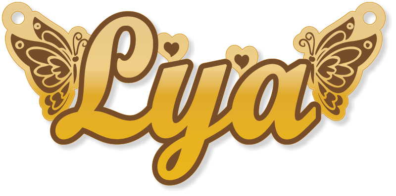Lya · تصميم خط عربي ومجوهرات ليزر · مسار مغلق للفايبر ليزر · Gold Name - اسمك ذهب