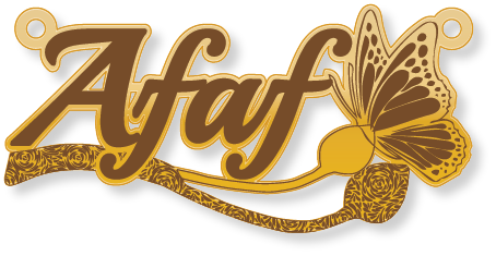 Afaf · تصميم خط عربي ومجوهرات ليزر · مسار مغلق للفايبر ليزر · Gold Name - اسمك ذهب