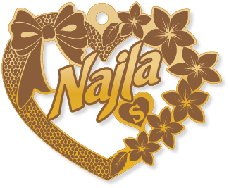 Najia · تصميم خط عربي ومجوهرات ليزر · مسار مغلق للفايبر ليزر · Gold Name - اسمك ذهب