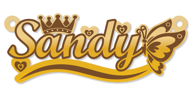 Sandy · تصميم خط عربي ومجوهرات ليزر · مسار مغلق للفايبر ليزر · Gold Name - اسمك ذهب