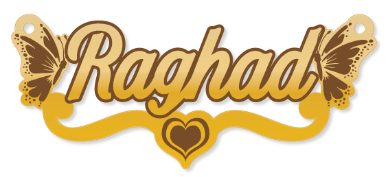 Raghad · Arabic Calligraphy Laser Jewelry CAD · Closed Vector Path for Fiber Laser · Gold Name