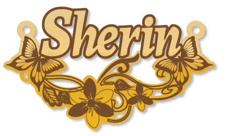 Sherin · Arabic Calligraphy Laser Jewelry CAD · Closed Vector Path for Fiber Laser · Gold Name
