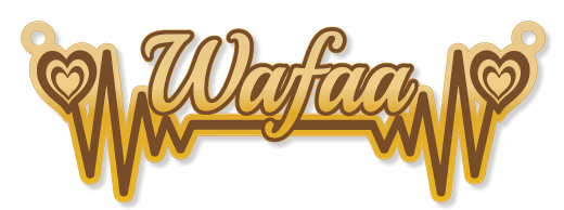 Wafaa · Arabic Calligraphy Laser Jewelry CAD · Closed Vector Path for Fiber Laser · Gold Name