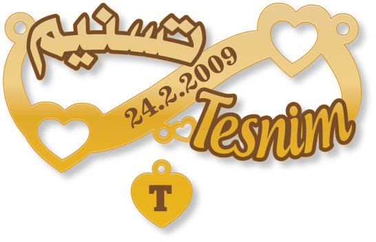 Tesnim تسنيم · Arabic Calligraphy Laser Jewelry CAD · Closed Vector Path for Fiber Laser · Gold Name