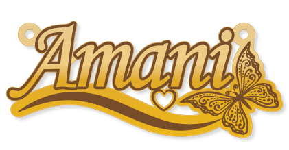 Amani · تصميم خط عربي ومجوهرات ليزر · مسار مغلق للفايبر ليزر · Gold Name - اسمك ذهب