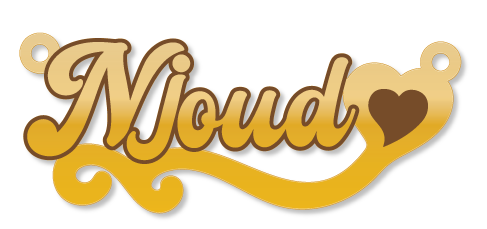 Njoud · تصميم خط عربي ومجوهرات ليزر · مسار مغلق للفايبر ليزر · Gold Name - اسمك ذهب