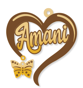 Amani · تصميم خط عربي ومجوهرات ليزر · مسار مغلق للفايبر ليزر · Gold Name - اسمك ذهب