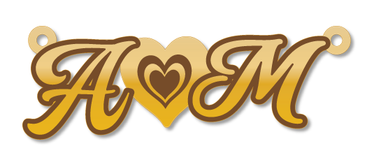 A M · تصميم خط عربي ومجوهرات ليزر · مسار مغلق للفايبر ليزر · Gold Name - اسمك ذهب