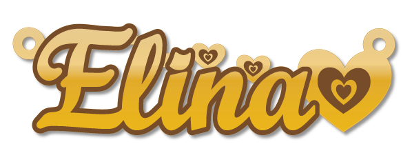 Elina · تصميم خط عربي ومجوهرات ليزر · مسار مغلق للفايبر ليزر · Gold Name - اسمك ذهب
