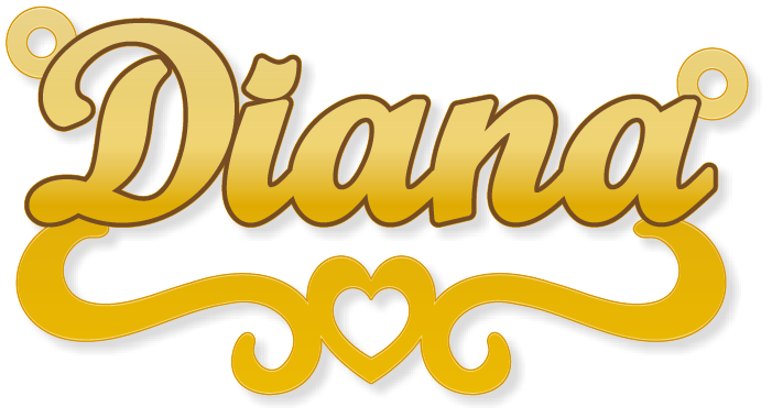 Diana · تصميم خط عربي ومجوهرات ليزر · مسار مغلق للفايبر ليزر · Gold Name - اسمك ذهب