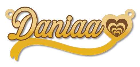 Daniaa · Arabic Calligraphy Laser Jewelry CAD · Closed Vector Path for Fiber Laser · Gold Name