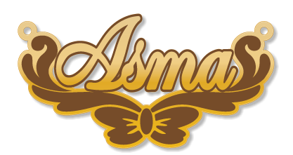 Asma · Arabic Calligraphy Laser Jewelry CAD · Closed Vector Path for Fiber Laser · Gold Name