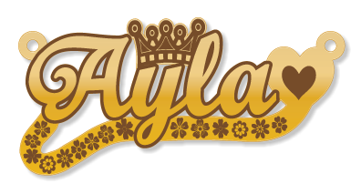 Ayla · تصميم خط عربي ومجوهرات ليزر · مسار مغلق للفايبر ليزر · Gold Name - اسمك ذهب