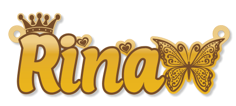 Rina · Arabic Calligraphy Laser Jewelry CAD · Closed Vector Path for Fiber Laser · Gold Name