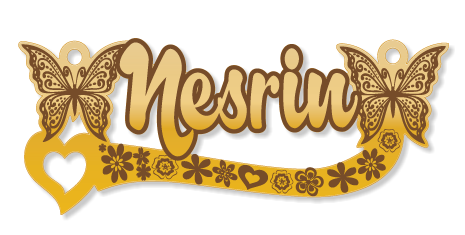 Nesrin · Arabic Calligraphy Laser Jewelry CAD · Closed Vector Path for Fiber Laser · Gold Name