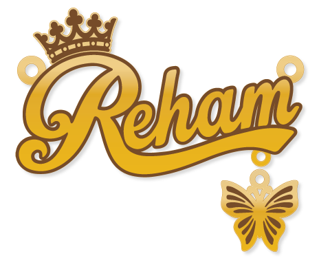 Reham · Arabic Calligraphy Laser Jewelry CAD · Closed Vector Path for Fiber Laser · Gold Name