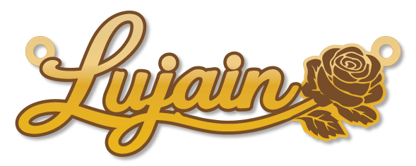 Lujain · Arabic Calligraphy Laser Jewelry CAD · Closed Vector Path for Fiber Laser · Gold Name