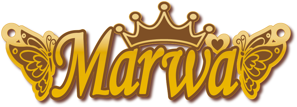 Marwa · Arabic Calligraphy Laser Jewelry CAD · Closed Vector Path for Fiber Laser · Gold Name