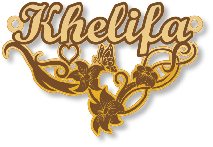 Khelifa خليفة · تصميم خط عربي ومجوهرات ليزر · مسار مغلق للفايبر ليزر · Gold Name - اسمك ذهب