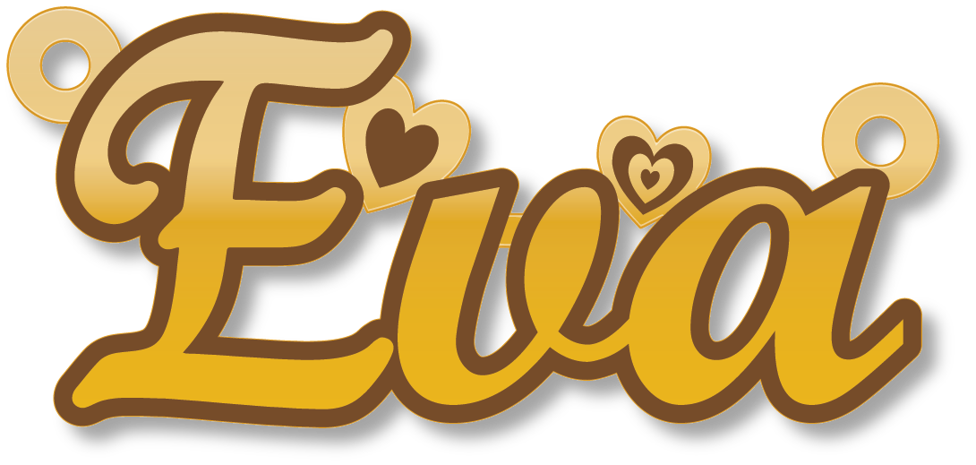 Eva · Arabic Calligraphy Laser Jewelry CAD · Closed Vector Path for Fiber Laser · Gold Name