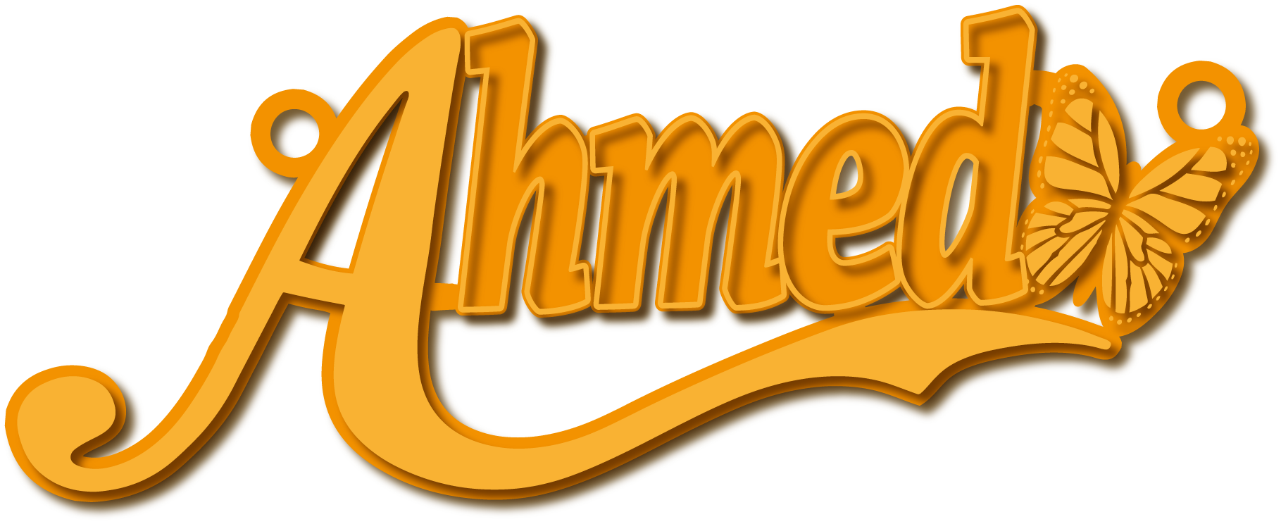 Ahmed · تصميم خط عربي ومجوهرات ليزر · مسار مغلق للفايبر ليزر · Gold Name - اسمك ذهب