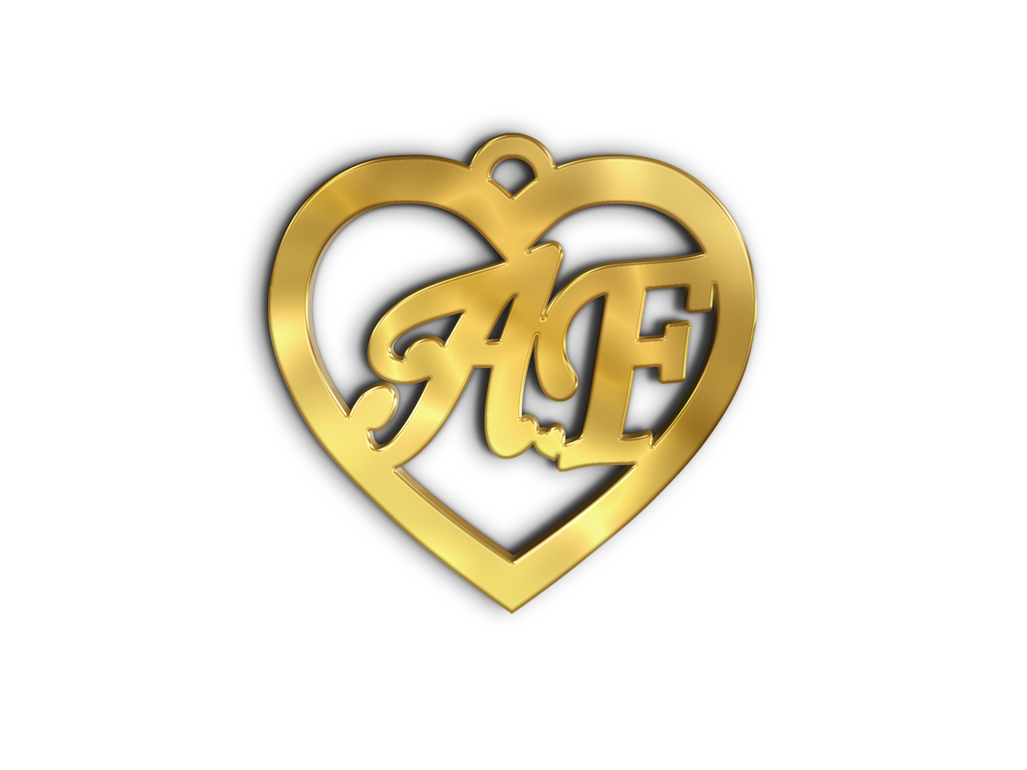 حرفي A F في قلب · تصميم خط عربي ومجوهرات ليزر · مسار مغلق للفايبر ليزر · Gold Name - اسمك ذهب