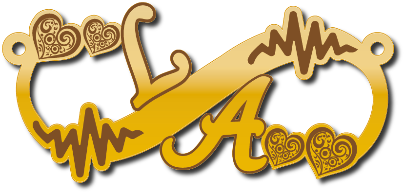 حرفين ب انفنتي L&A · Arabic Calligraphy Laser Jewelry CAD · Closed Vector Path for Fiber Laser · Gold Name